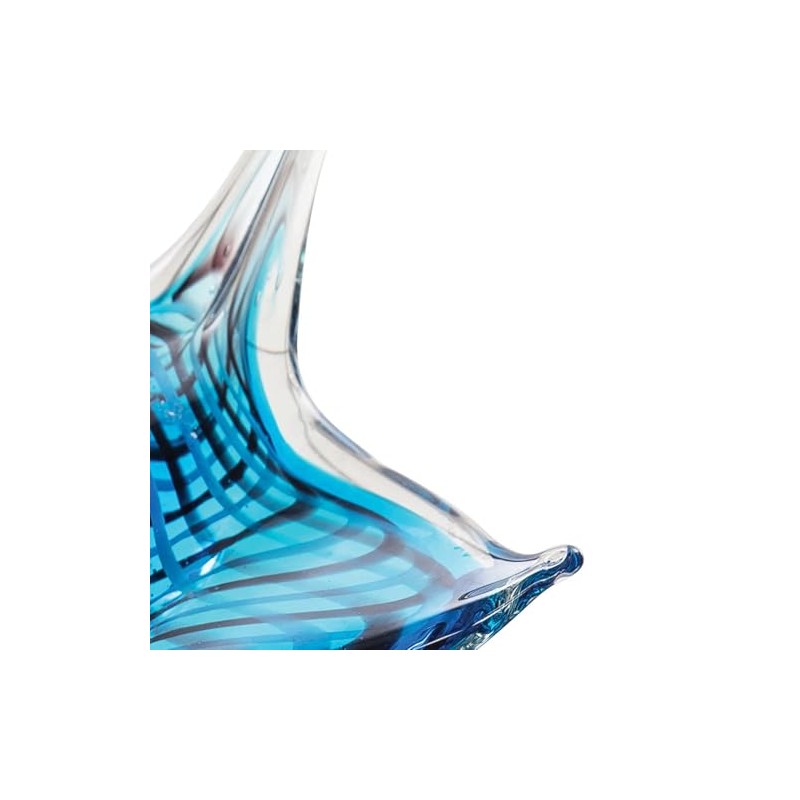 Beachcombers Blue Glass Stingray Figurine, 6.89-inches Length, Home Decor Accessories,