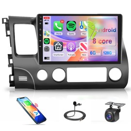 [6G+128G] 8 Core Android Car Radio for Honda Civic 2006-2011, Wireless CarPlay & Android Auto, 10" IPS Touchscreen with Bluetooth 5.0, WiFi & GPS, SWC, Backup Camera, FM/RDS/DSP/USB, Voice Control