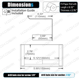 KOKOSIRI Roll Paper Holder Spring Loaded Bathroom Toilet Paper Holder Tissue Roll Holder with Shelf Wall Mounted Stainless Steel Polished Chrome B2012CH