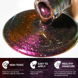 Bevimee Quick Dry Magnetic Nail Polish: Cat Eye Nail Polish Fast Dry Purple Cateye Nails Polish Air Dry Fast Nails Lacquer Long Lasting for Women Girls DIY Home 12ML