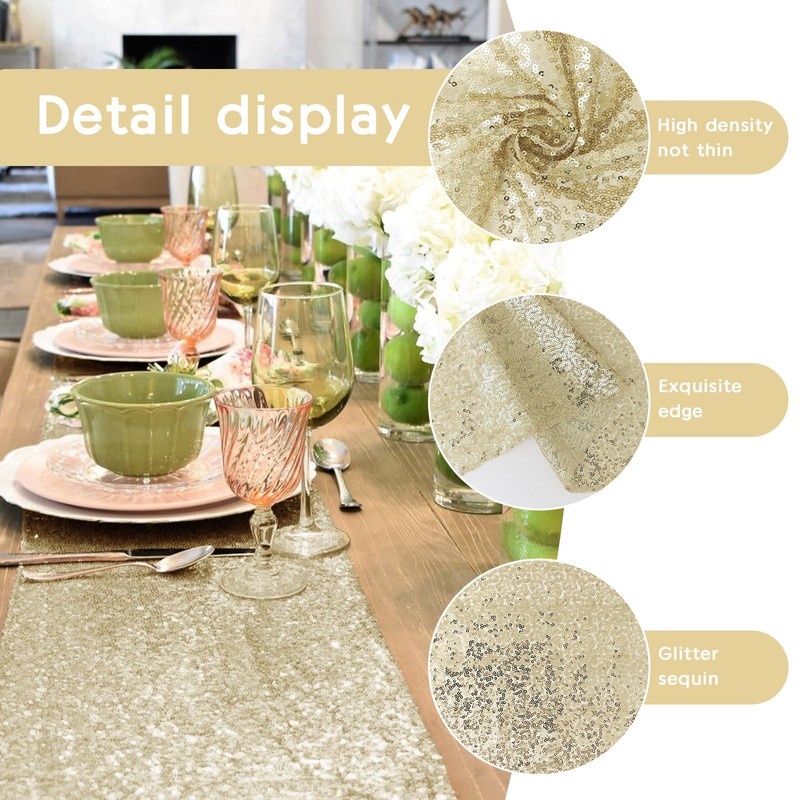 Yblut 6 Packs 12 x 72 inches Sequin Table Runner,