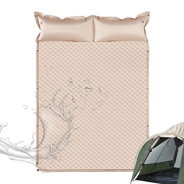 wowspeed Khaki Full Air Mattress with Built in Pump &
