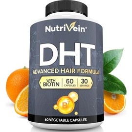 Nutrivein DHT Blocking Formula with Biotin – Hair Growth Supplement for Men & Women | 60 Capsules | 30-Day Supply