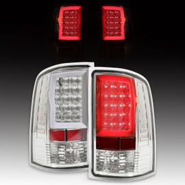 HECASA LED Pair Tail Lights Assembly Compatible with 2007-2014 GMC Sierra 1500 2500HD 3500HD Replacement for GM2800208 GM2801208 Tube Bar Rear Lamp Driver&Passenger Side - Clear Lens Chrome Housing