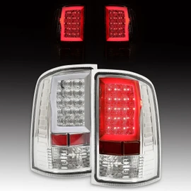 HECASA LED Pair Tail Lights Assembly Compatible with 2007-2014 GMC Sierra 1500 2500HD 3500HD Replacement for GM2800208 GM2801208 Tube Bar Rear Lamp Driver&Passenger Side - Clear Lens Chrome Housing
