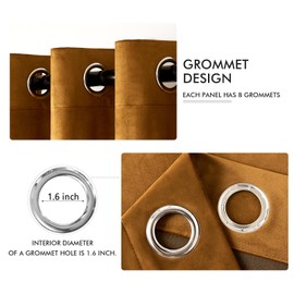 MIULEE Velvet Curtains Golden Brown Elegant Grommet Curtains Thermal Insulated Soundproof Room Darkening Blackout Drapes for Nursery Living Room Bedroom Decor 52 x 84 Inch Long Set of 2