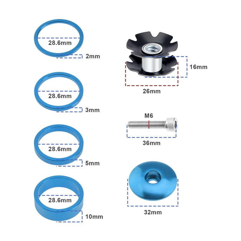 eMagTech 10pcs Headset Spacer Replacement Kit Bicycle Stem Caps with