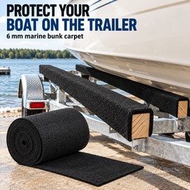 6mm Thick Black Marine Carpet Roll, 16.4FT x 9IN Polyester Boat Trailer Bunk Carpet