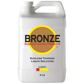 BRONZE - LIGHT - Spray Tan Solution - 4 oz - Sunless Self Tanning Liquid for Airbrush or HVLP System - INCLUDES: Applicator Mitt, Application Gloves and Best Fake Tanner Lotion Mousse Sample