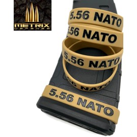 Metrix Defense 5.56mm Magazine ID Silicone Band Multi Color Thick & Durable (Pack of 5) (FDE)