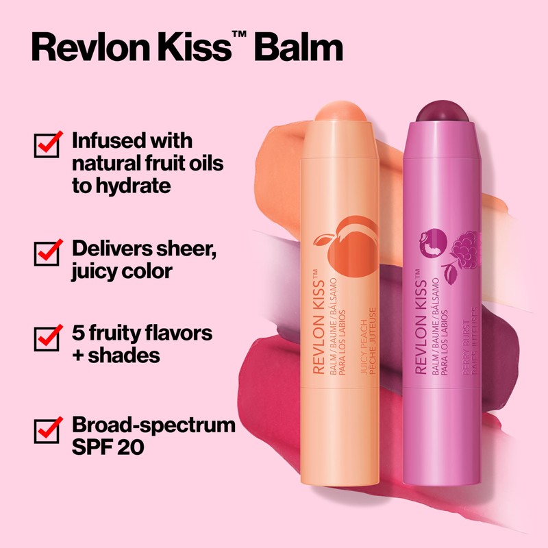 Revlon Kiss Tinted Lip Balm with SPF 20, Hydrating, Flavored,