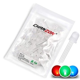 Chanzon 50 pcs 8mm RGB Multicolor Diffused LED Diode Lights Common Cathode(Frosted Round 3 Color) 4 pin Bright Lighting Bulb Lamps Electronics Components Indicator Light Emitting Diodes