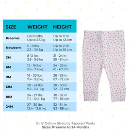 Spasilk Tapered Pants, Girls Cotton Pants, 3 Pack, Pink Dots, 12 Months