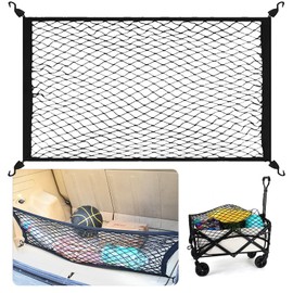 EDLMKM CCar Cargo Net, Adjustable Elastic Car Boot Mesh 60x40cm, Stretchable Elastic Nylon Storage Net for Car Boot, Single-Layer Luggage Fixed Organizer With 4 Hooks for Automotive Van SUV Pickup