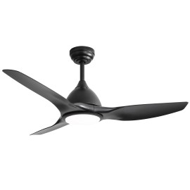 USA in Stock  52 Inch 3 Blade Ceiling Fan Noiseless Reversible Motor Ceiling Fan with Lights and Remote ControlLamp Power(W): 22, Emitting Color: 3CCT, Color: Black, Wattage: 35W