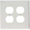 Leviton 2-Gang Duplex Receptacle Wallplate, Midway Size, PJ82-W, White