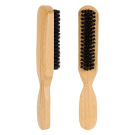 2pcs Slick Back Hair Brushes, Soft Boar Bristle Brush with Wood Handle Smoothing Hairbrush for Thin & Fine Hair Polishing Deepening Styling Combing Tool for Women Men Kids
