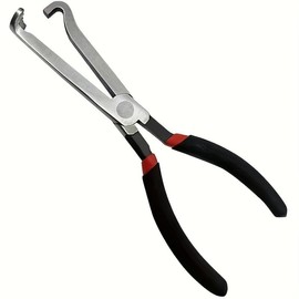 Electrical Disconnect Pliers, Electrical Connector Pliers for Cars, Fuel Line Petrol Clip Pipe Pliers, Automotive Hose Disconnect Tools for Push Tab Style Plugs - Color: Black straight