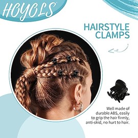 Hoyols 48 pinzas negras para el pelo, pinzas de mandíbula antideslizantes para mujeres M?dchen, sujeción segura para cabello fino corto de grosor medi