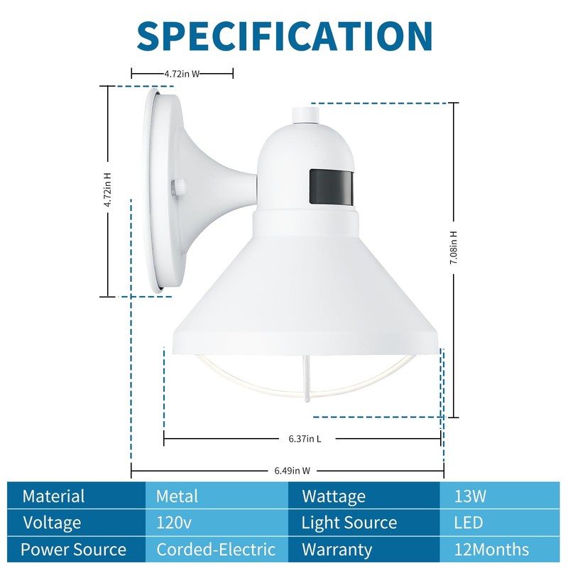 LONEDRUID 2 Pack Motion Sensor Outdoor LED Porch Light Dusk
