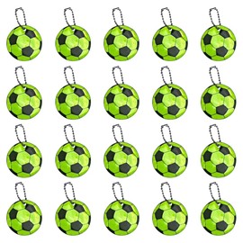AKSIQIOL 20 Pcs Reflective Keychains with Chains, Visible Safety Reflector Pendants for Backpack, Schoolbag, Walking, Running, Cycling, Stylish Soccer Football Keyrings