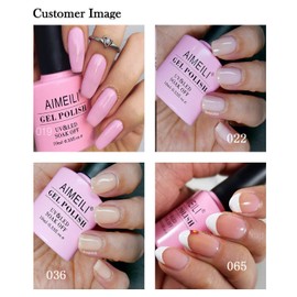 AIMEILI Soak Off UV LED Gel Nail Polish Natural Sheer Pink Color Gel Set Of 4pcs X 10ml - Kit Set 17
