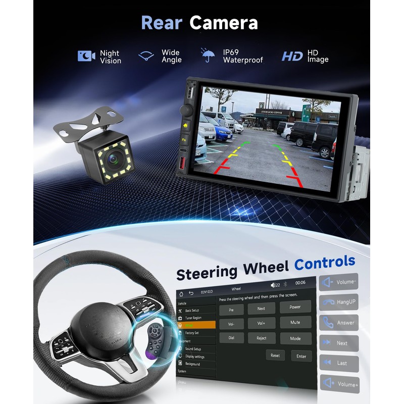 Orderich Wireless Carplay Car Stereo Single Din with Wireless Android