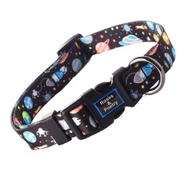 Roses&Poetry Dog Collar with Colourful Star Patterns, Adjustable Durable Puppy Collars for Small Medium Large Dogs (Star-S)