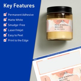 Avery TrueBlock Matte White Rectangle Labels with Sure Feed, 2.25" x 7.75", 40 Matte White Labels, Print-to-The-Edge, Laser/Inkjet Printable Labels, Great for Packaging and Product Labels