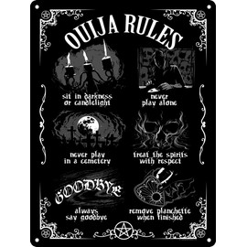 Ouija Board Rules Mini Black Tin Sign 15x20cm