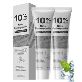 2Pcs 10% Hydroxyapatite Toothpaste,Nano-Hydroxyapatite Toothpaste for Advanced Enamel Protection,Fluoride Free Toothpaste Whitening Teeth,Fresh Breath