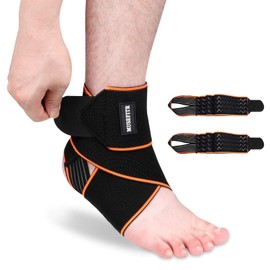 MUSEFITR 2 Pack Adjustable Ankle Brace for Women and Men, Ankle Support for Sprain Plantar Fasciitis Achilles Tendon, Compression Wrap for Volleyball Running Tennis, 1 Size fits All