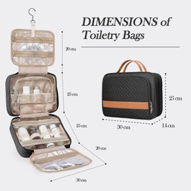 IDEATECH Hanging Toiletry Bag, Waterproof Toiletry Bag for Men and Women, Hanging Toiletry Bag, Foldable Travel Wash Bag, Cosmetic Bag, black, Minimalist style
