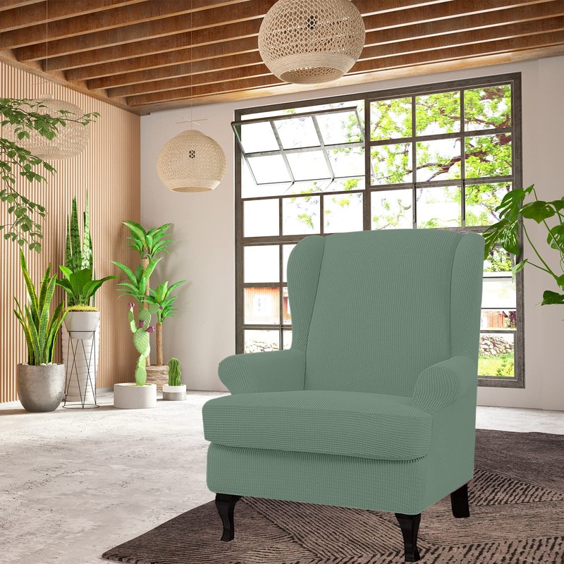 Eco-Ancheng Wingback Chair Slipcover 2 Piece Slipcovers for Wingback Chairs