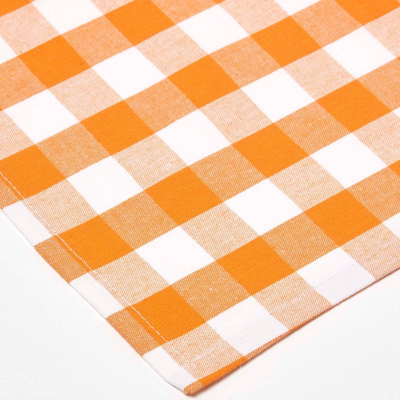 HOMESCAPES Set of 4 Orange Gingham Napkins Block Check Pattern