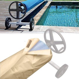 Swimming Pool Solar Reel Cover - 18ft Outdoor Inground Pool Blanket Protector, 190T Waterproof Heavy Duty, 1 PCS