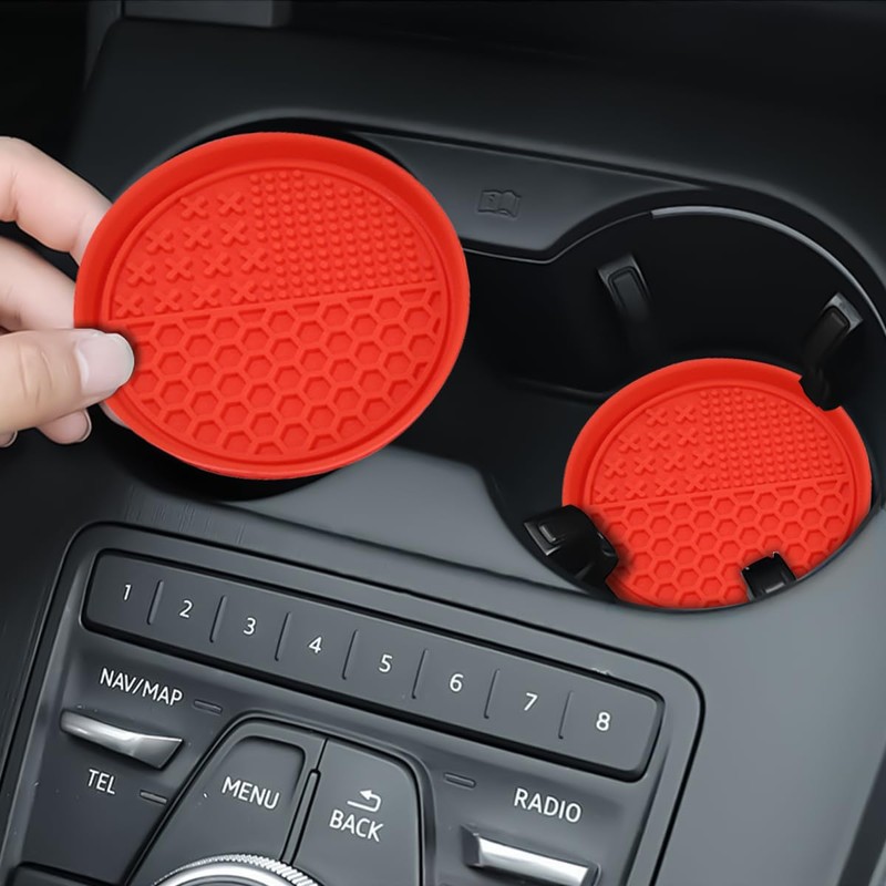 KHGUZ 4PCS Car Cup Coaster, Non-Slip Silicone Vehicle Cup Holder