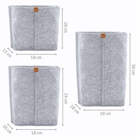 MIQIO® Design Premium Felt Basket - Set of 3 - Felt Storage Baskets - Oeko-Tex Certified - Foldable Felt Organiser - Organiser Box for All Rooms such as Kitchen, Living Room, Hallway or Bathroom -