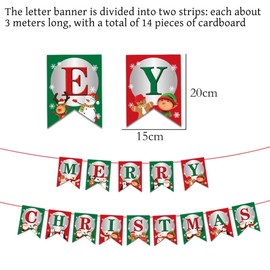 Merry Christmas Bunting Banner, Christmas Letter Garland Banner Xmas Signs Hanging Banner Decoration for Xmas Party Decoration Home Indoor Wall Fireplace Outdoor Party Supplies