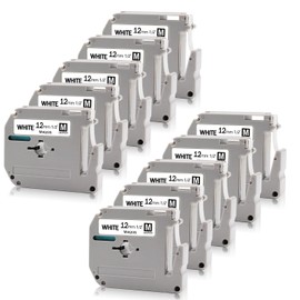 Absonic 10-Pack Compatible M231 Label Tape M 12mm 0.47" White Replacement for Brother M-K231 M-K231S M231 MK-231 MK231 P Touch M 12mm Label Maker Tape Refills for PT-65 PT-M95 PT-45M PTM95 PT-80 PT-90