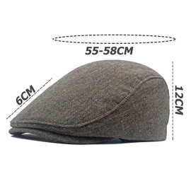 Bmeigo Flat Cap Adjustable for Unisex, Classic Beret Newsboy Caps Ivy Cap Cabbie Hat for Men and Women, Driving Hunting, 55-58cm, All Season (Brown)