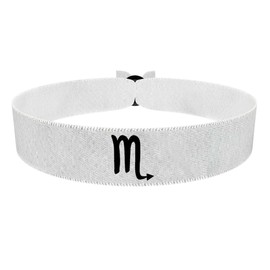 Skorpion Sternzeichen Symbol weiß Stoffarmband - Wasserfestes Satinarmband - Handgemachtes Zodiac Geschenk - Minimalistisches Freundschaftsarmband - Unisex Armband für Astrologie Liebhaber