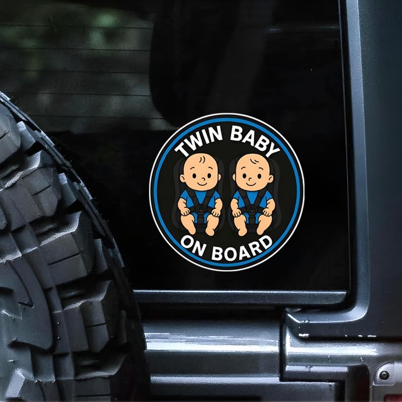 Twin Baby car Stickers, 2 Packs of Waterproof Stickers, car