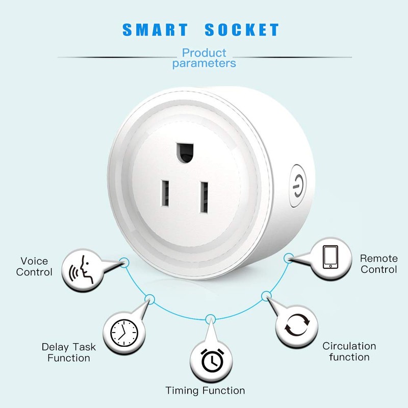 Smart Plug, Wi-Fi Outlet Socket Compatible with Alexa and Google