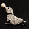 Diamante Seal Brooch (Silver Tone)