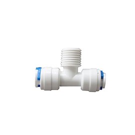 T Fittings Push Fit, Thread Connectors for Water Filters Housing Filters, Reverse Osmosis Water Pipe Tubing 1/4" 3/8" (1/4" Pushfit (L) X 1/4" Thread (Middle) x 1/4" Pushfit (R))