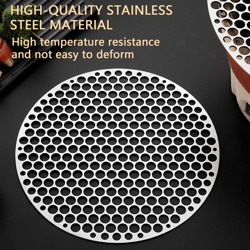 One Piece Stainless Steel Barbecue Grill Mesh Multifunctional Round Grill