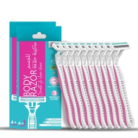 Maquinillas de afeitar corporales desechables para mujer, paquete de 5 con tira de aloe vera y vitamina E, 3 líneas de bikini premium Ss European Blac