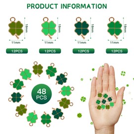 Guvixumi Lucky Charm Four Leaf Clover 48 Pieces Clover Pendant Metal Lucky Pendant Jewellery Accessories for DIY Necklace Keychain Bracelet Lucky Key Chain Pendant, Alloy Steel, Alloy