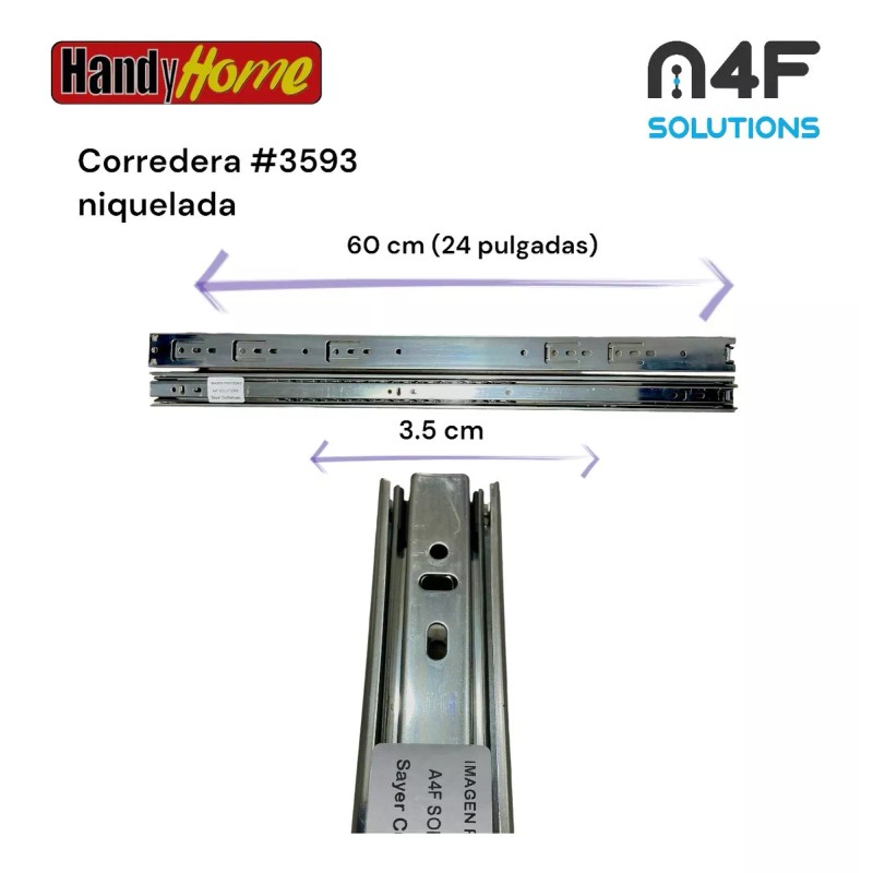 Handyhome Corredera Cajón Handy Home 60cm X 3.5cm 1paquete 2pz